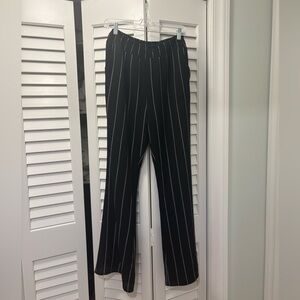 Honey Punch Black Pinstripe Wide Leg Pants Elastic Waist Flowy Trouser Size M